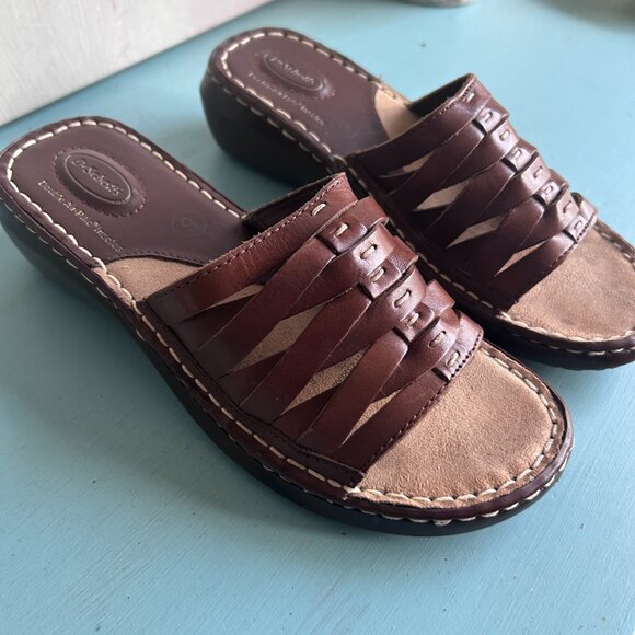 NWOT Dr. Scholl's Reba II Strappy Slip On Sandals Leather Woven Comfort Size 6 - Picture 5 of 12